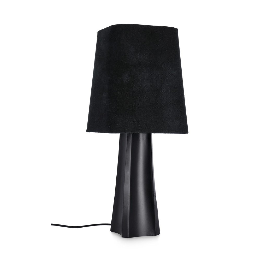 Czarna metalowa lampa stołowa z tekstylnym kloszem (wysokość 61 cm) Tripura – Bizzotto