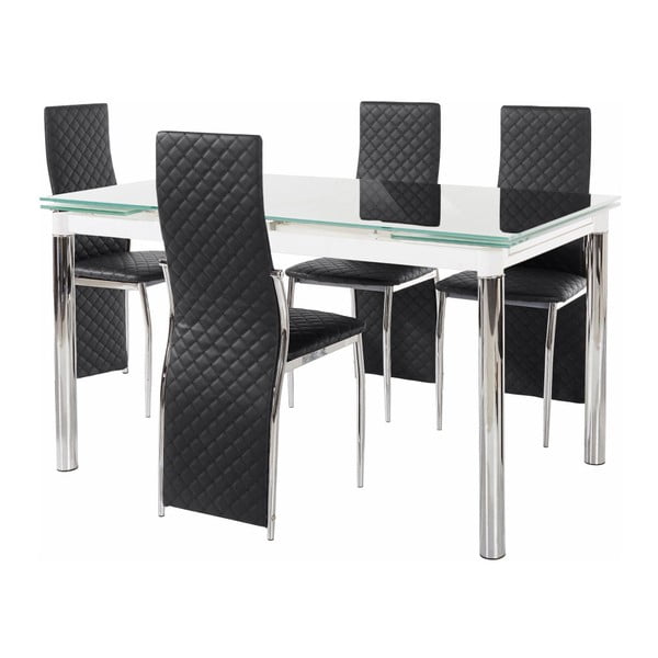 Komplet stołu i 4 czarnych krzeseł Støraa Pippa William Puro Black