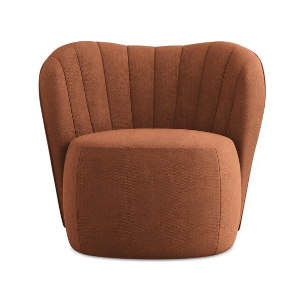 Fotel z tkaniny szenilowej w kolorze terakoty Keloa – Makamii-image-1