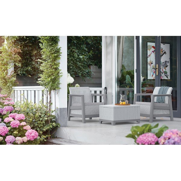 Jasnoszare plastikowe fotele ogrodowe zestaw 2 szt. Scandi Linea – Keter-image-1