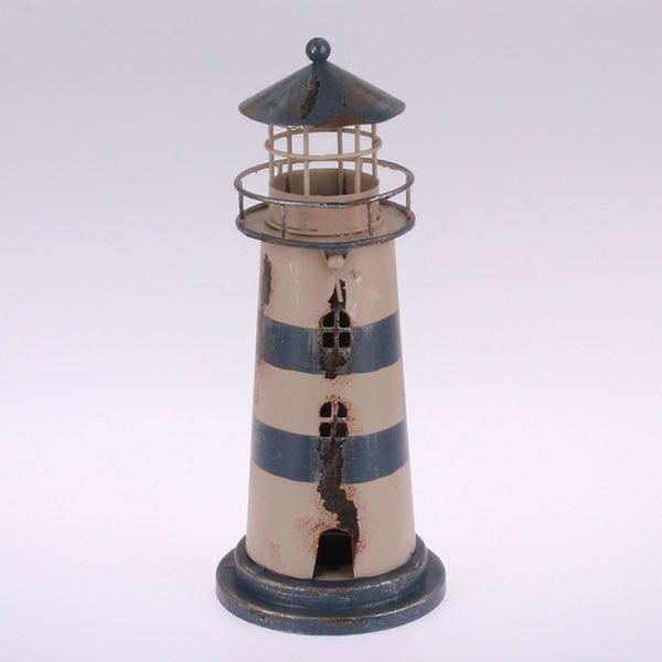 Metalowy lampion wiszący Blue Lighthouse, 22 cm