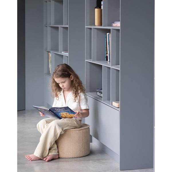 Jasnobrązowy sztruksowy puf dziecięcy – Wigiwama-image-1