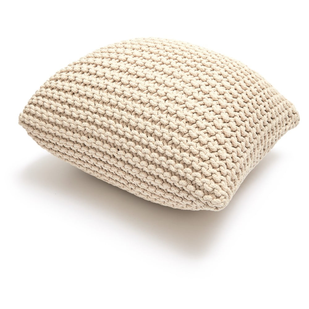 Beżowy puf w kształcie poduszki Bonami Essentials Knit