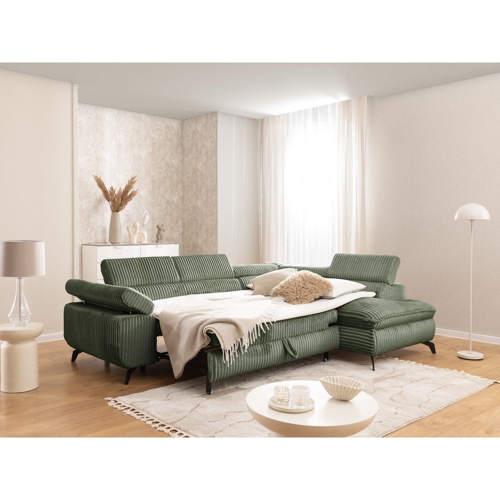 Zielony sztruksowy narożnik (prawostronny/w kształcie litery L) Marbeya  – Ropez (zdjęcie 11)