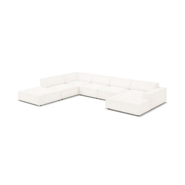 Beżowy narożnik (lewostronny) z materiału bouclé Jodie – Micadoni Home-image-4