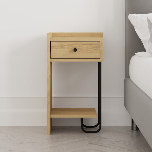 Szafka nocna w dekorze dębu z półką Mercure – Marckeric-image-1