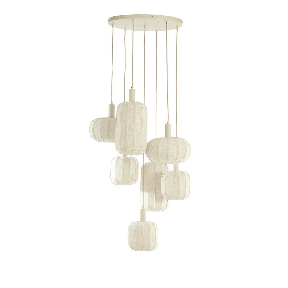 Kremowa lampa wisząca z tekstylnym kloszem ø 50 cm Tufia – Light & Living