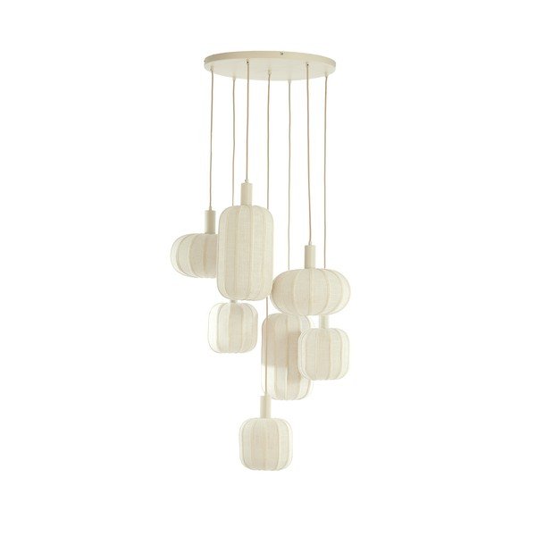 Kremowa lampa wisząca z tekstylnym kloszem ø 50 cm Tufia – Light & Living