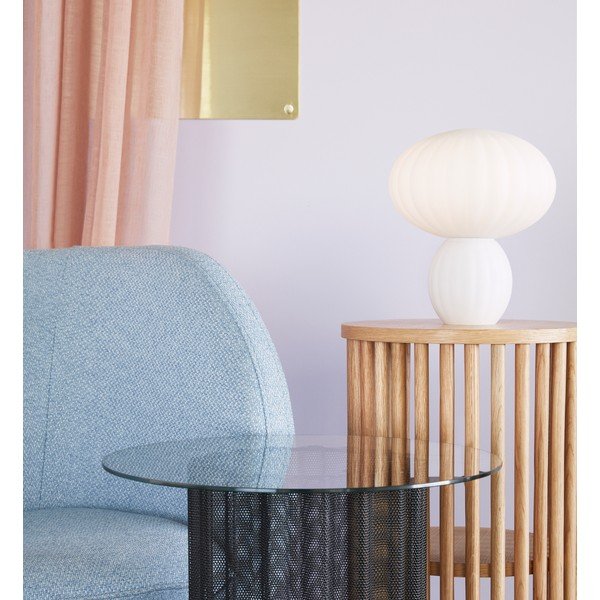 Biała szklana lampa stołowa (wysokość 28 cm) Kumu – Hübsch-image-4