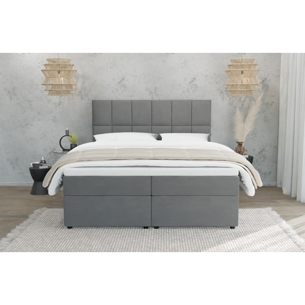 Szare łóżko boxspring ze schowkiem 160x200 cm Flip – Ropez-image-2