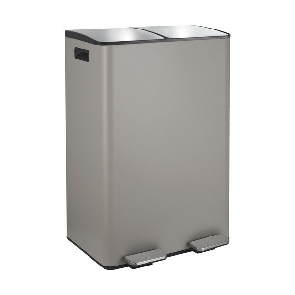 Szarobrązowy stalowy kosz na śmieci 2x30 l do segregacji odpadów/z pedałem   Aliya – Spirella