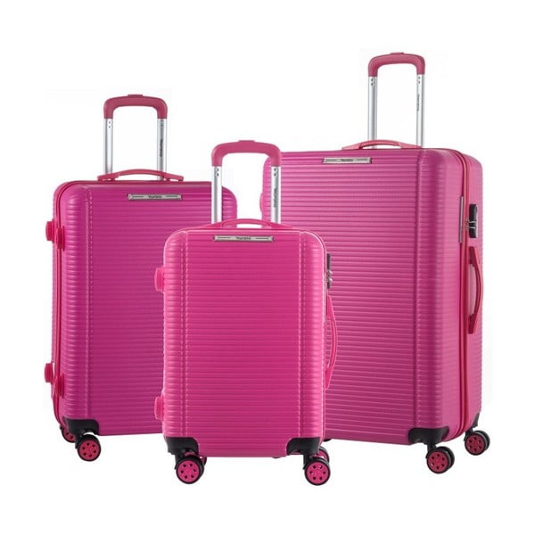 Zestaw 3 różowych walizek na kółkach Murano Vivienne