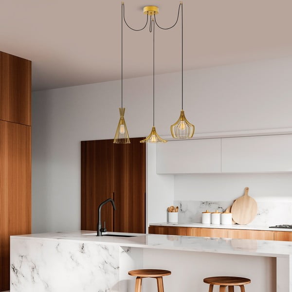 Lampa wisząca w kolorze złota z metalowym kloszem Mezopotamya – Opviq lights-image-4