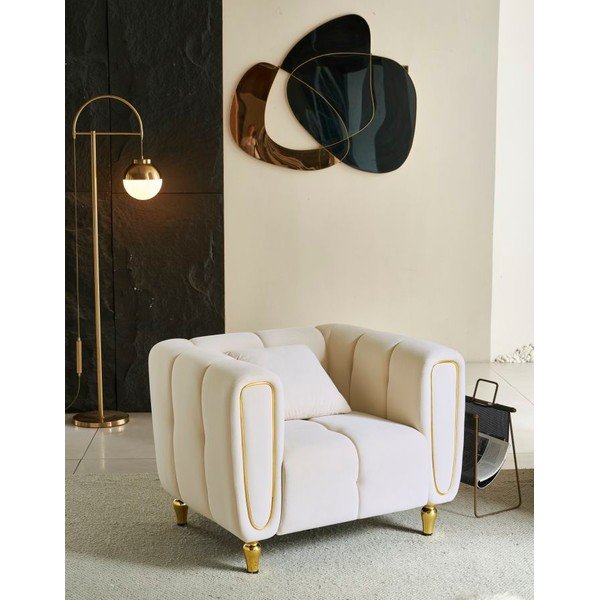 Kremowy aksamitny fotel Alma – Mauro Ferretti-image-1