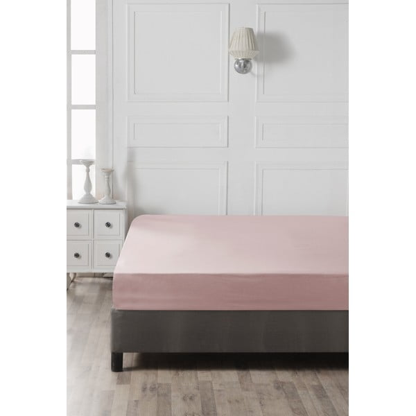 Różowe bawełniane prześcieradło z gumką 140x200 cm – Mijolnir-image-2