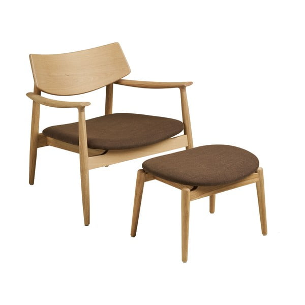 Brązowy fotel z podnóżkiem Olvera – House Nordic