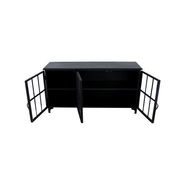 Czarna komoda ze szkła i metalu HSM collection Manhattan-image-2