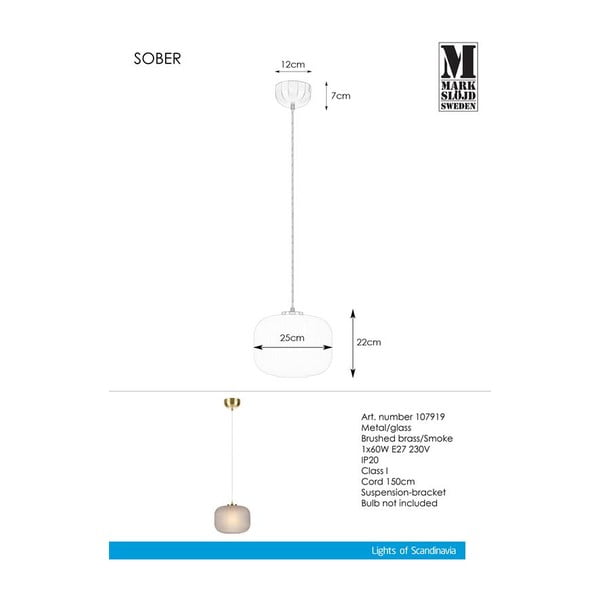 Lampa wisząca Markslöjd Sober Pendant Smoke-image-2