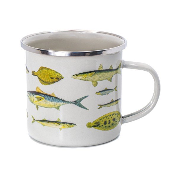 Biało-zielony kubek 310 ml Vintage Fish – Sass & Belle