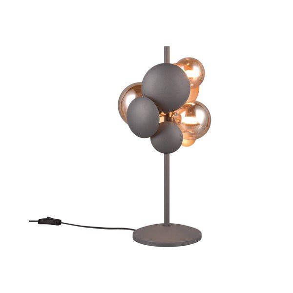 Lampa stołowa w szaro-złotym kolorze ze szklanym kloszem (wys. 50 cm) Bubble – Trio Select-image-1