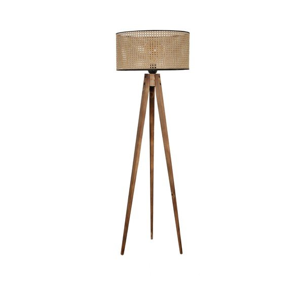 Brązowa lampa stojąca z tekstylnym kloszem (wysokość 153 cm) Tripod – Opviq lights