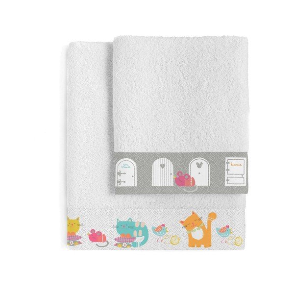 Zestaw 2 ręczników dziecięcych Moshi Moshi Cat & Mouse-image-2