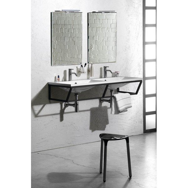 Czarny stalowy wiszący stelaż pod umywalkę 120x20 cm Ska – Sapho-image-2