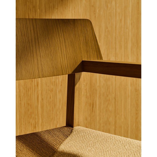 Fotel jadalniany z podłokietnikami z litego drewna dębowego w naturalnym kolorze Idun – Kave Home-image-4