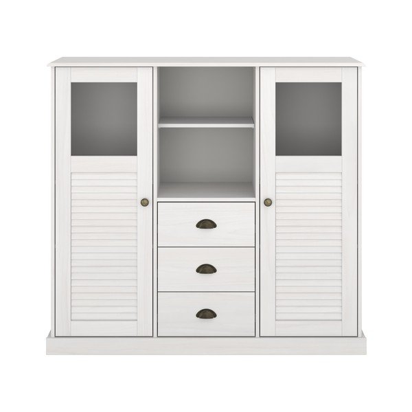 Biała szafka z litego drewna sosnowego 127x116x38 cm Edith – Støraa
