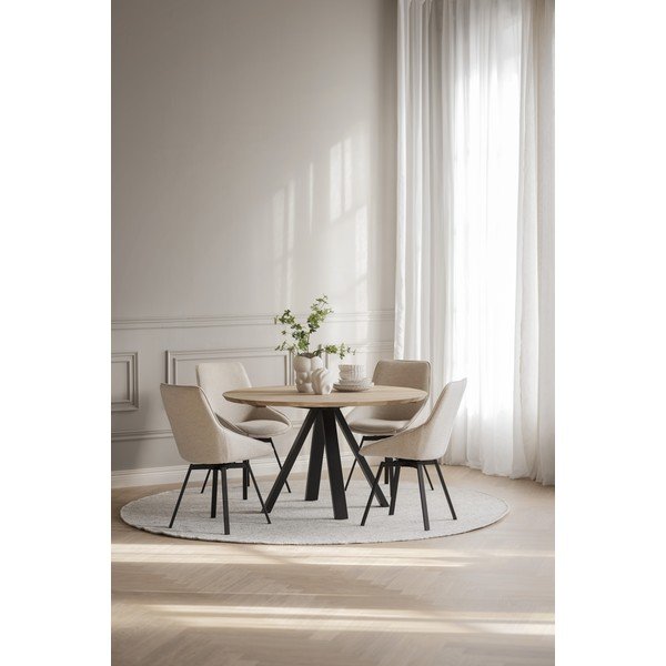 Okrągły stół z blatem z drewna dębowego ø 130 cm Carradale – Rowico-image-1