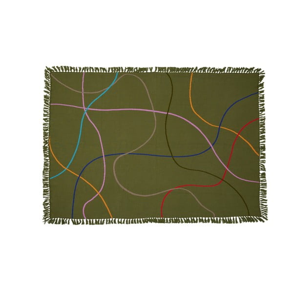 Zielony bawełniany koc 200x140 cm Outline – Hübsch