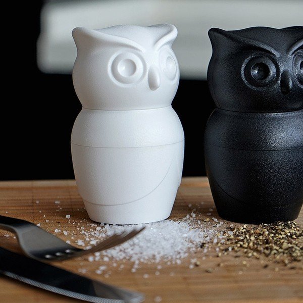 Biały młynek do pieprzu w kształcie sowy Qualy&CO Owl-image-1
