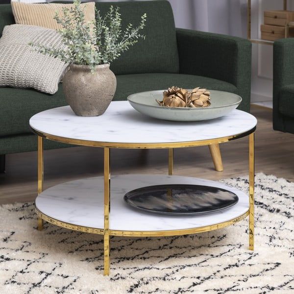 Stolik ze szklanym blatem Actona Alisma, ⌀ 80 cm-image-1