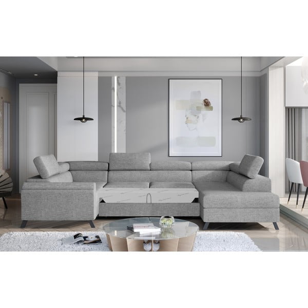 Jasnoszary rozkładany/ze schowkiem narożnik (prawostronny/w kształcie litery U) Escada – ELTAP-image-2