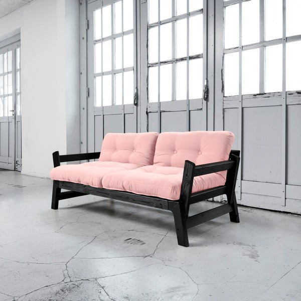 Sofa rozkładana Karup Step Black/Pink Peonie