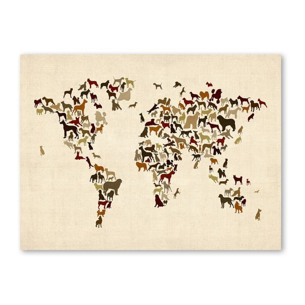 Plakat z mapą świata Americanflat Dogs, 60x42 cm