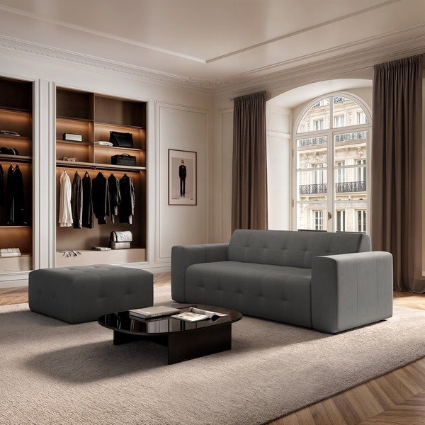 Szara aksamitna sofa 223 cm Tuil – Rodier-image-1