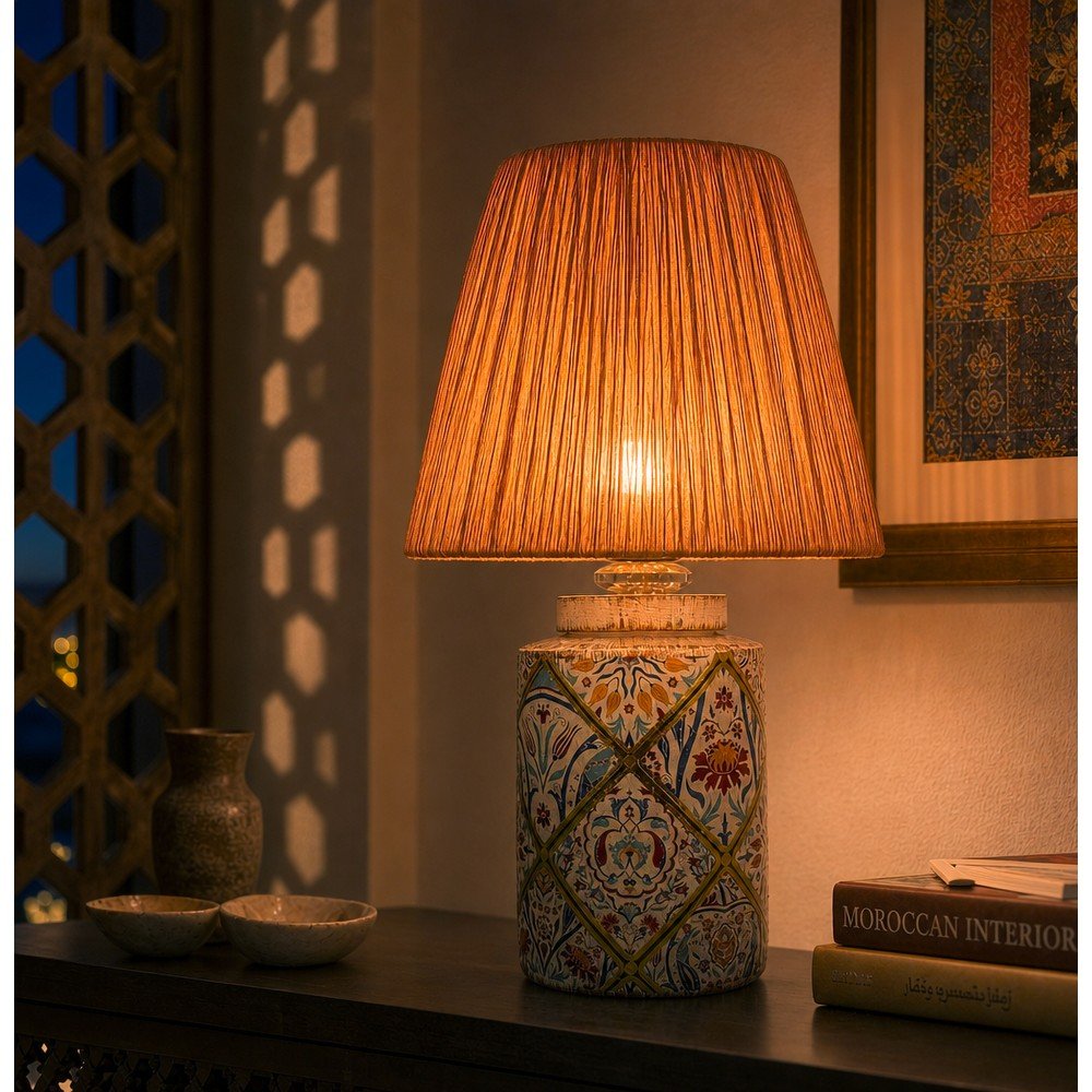 Lampa stołowa w kolorze terakoty z kloszem plecionki papierowej (wysokość 40 cm) Alev – Opviq lights (zdjęcie 3)