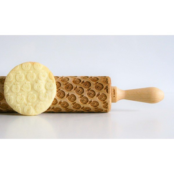 Drewniany grawerowany wałek do ciasta Valek Apples-image-1