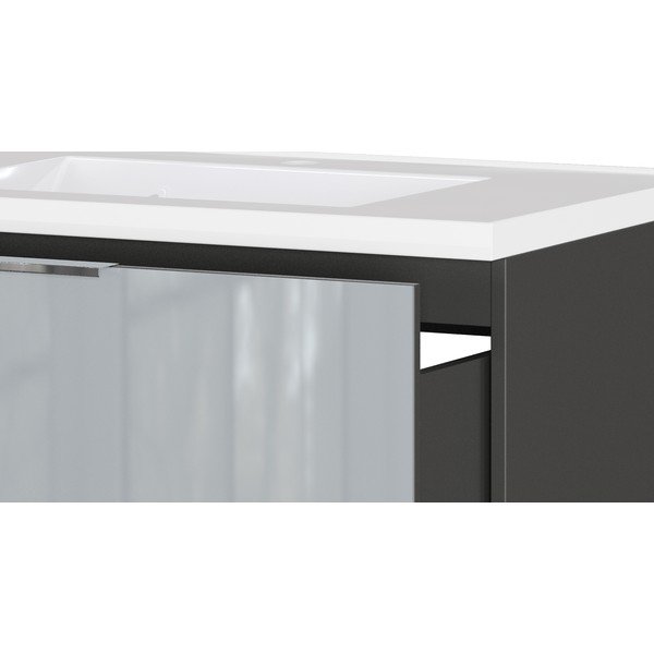 Szara wisząca szafka pod umywalkę z połyskiem 81x61 cm Celano – Germania-image-4