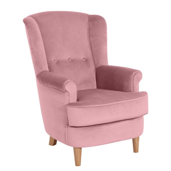 Różowy aksamitny fotel Max Winzer Kendra Velvet