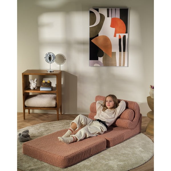 Różowy fotel dziecięcy z materiału bouclé Flipster – Wigiwama-image-1