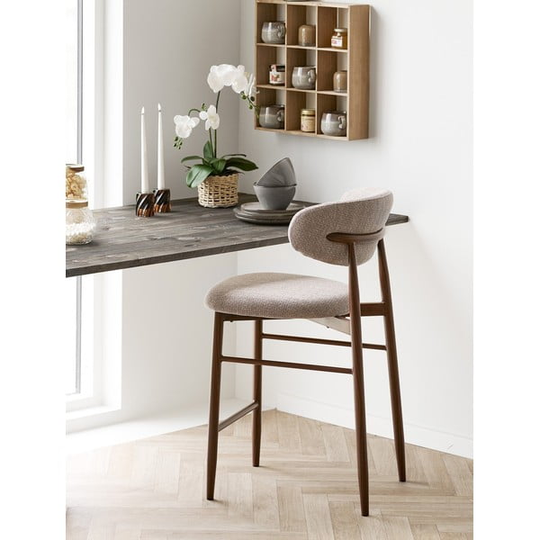 Beżowy/ciemnobrązowy tapicerowany hoker (wysokość siedziska 65 cm) Levanto – House Nordic-image-1