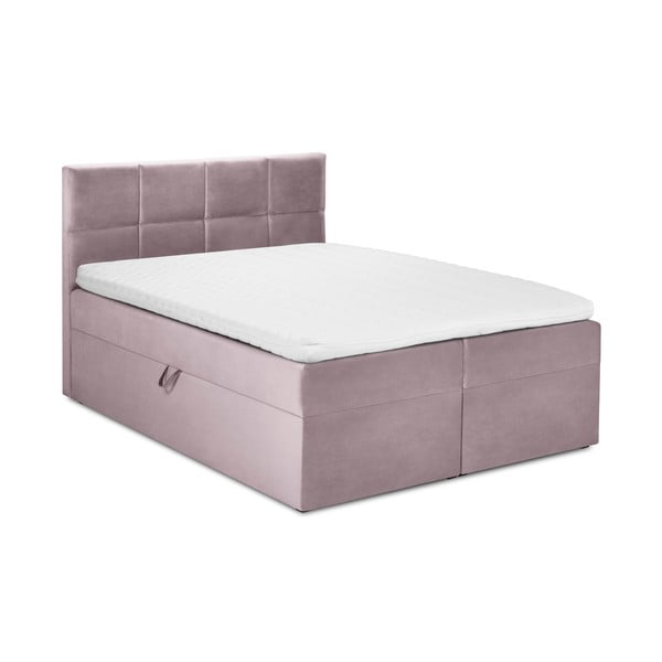 Różowe aksamitne łóżko 2-osobowe Mazzini Beds Mimicry, 180x200 cm