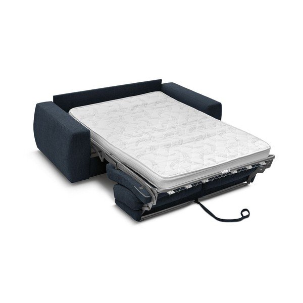 Ciemnoniebieska sofa do spania/rozkładana z tkaniny szenilowej 240 cm Hugo – Bobochic Paris-image-3