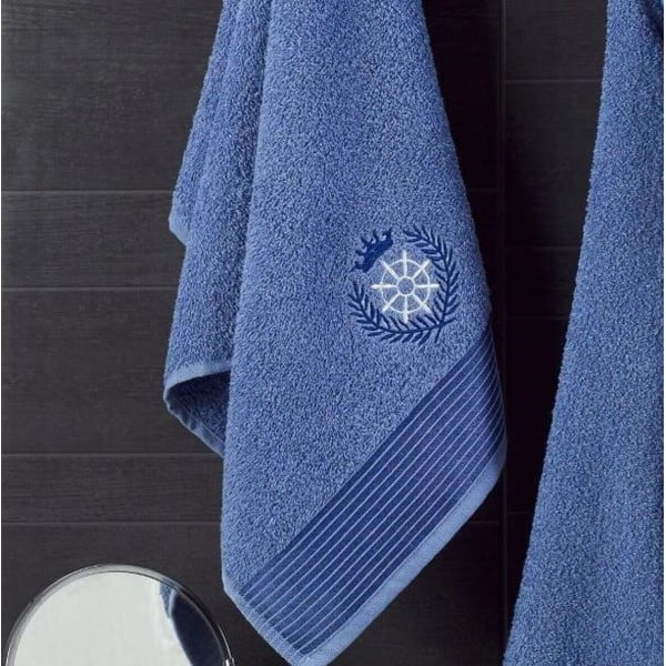 Niebieski bawełniany zestaw szlafroka i ręcznika w rozmiarze S/M – Mila Home-image-2