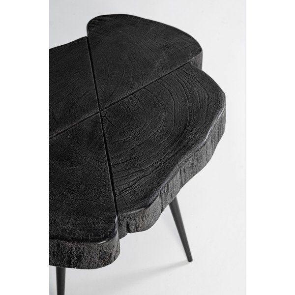 Czarny stolik z blatem z drewna akacjowego 35x46 cm Zakia – Bizzotto-image-3