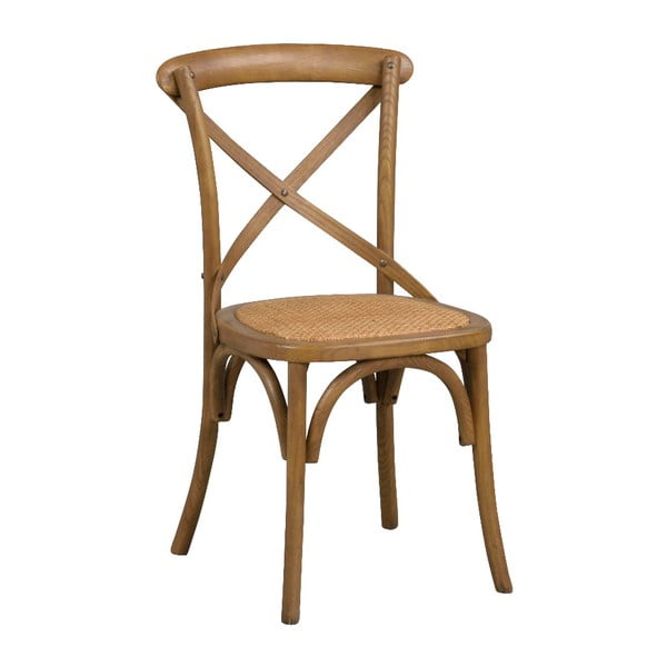 Brązowe krzesło do jadalni z rattanowym siedziskiem Rowico Gaston