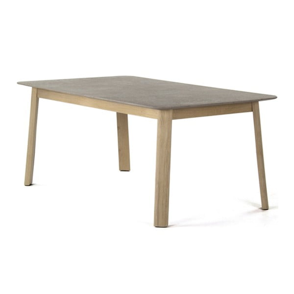 Szary stół do jadalni z dębowego drewna PLM Barcelona, 200x100 cm
