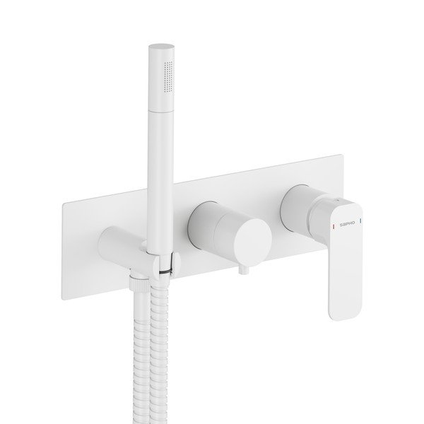Biała bateria prysznicowa podtynkowa (3 otwory) Spy – Sapho-image-2
